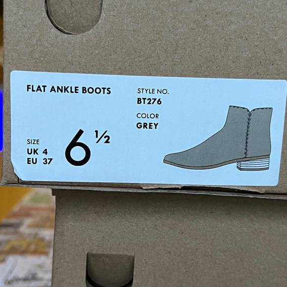 BRAND NEW In Box Size 6.5M J.Crew Grey Flat Ankle Boots Sueded Side Zip BT276 - Picture 10 of 11